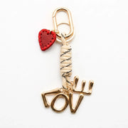 Chic 'LOVE' Charm Keychain - Woven Rope & Gold-Tone Hardware