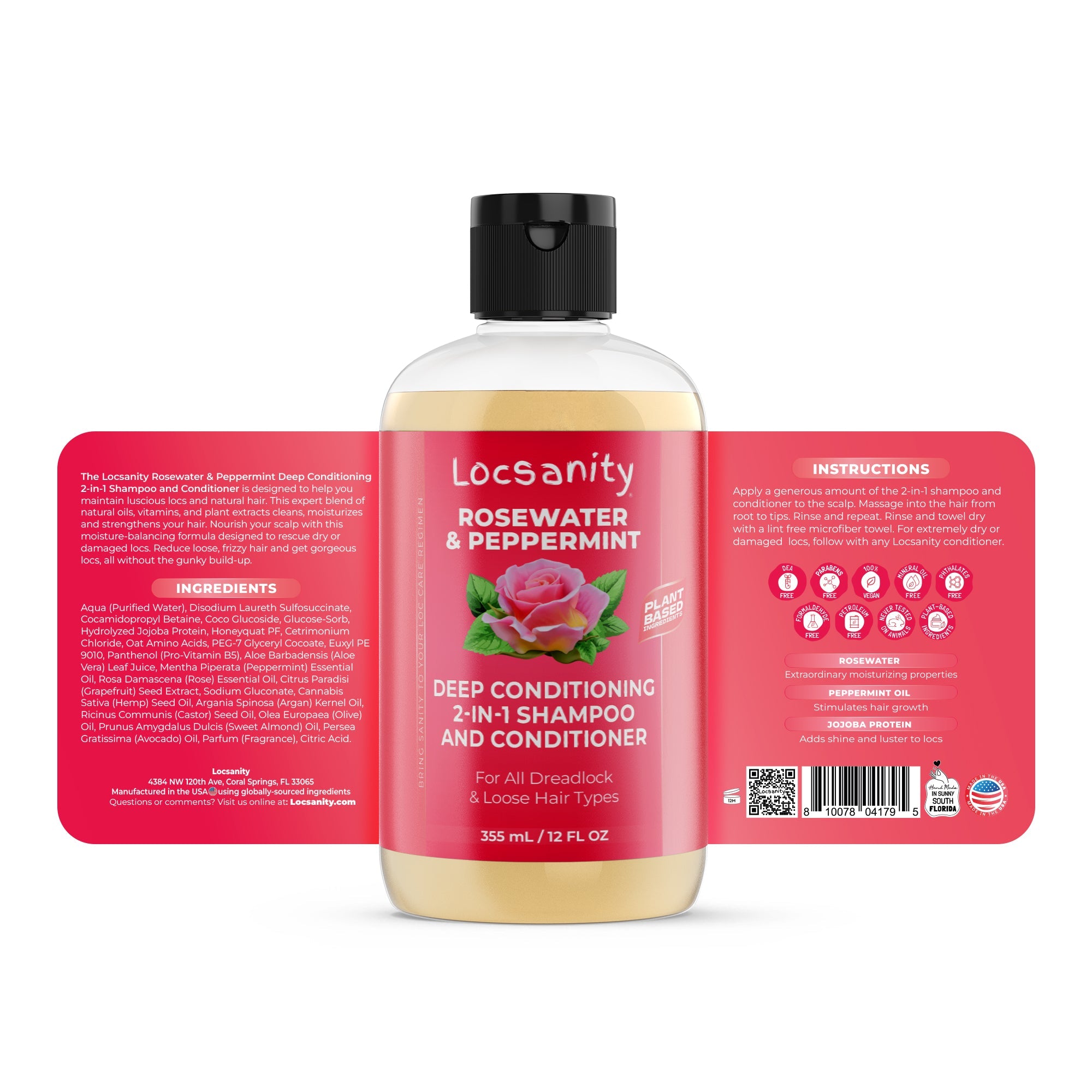 Rosewater and Peppermint Moisturizing, Conditioning, and Nourishing Shampoo
