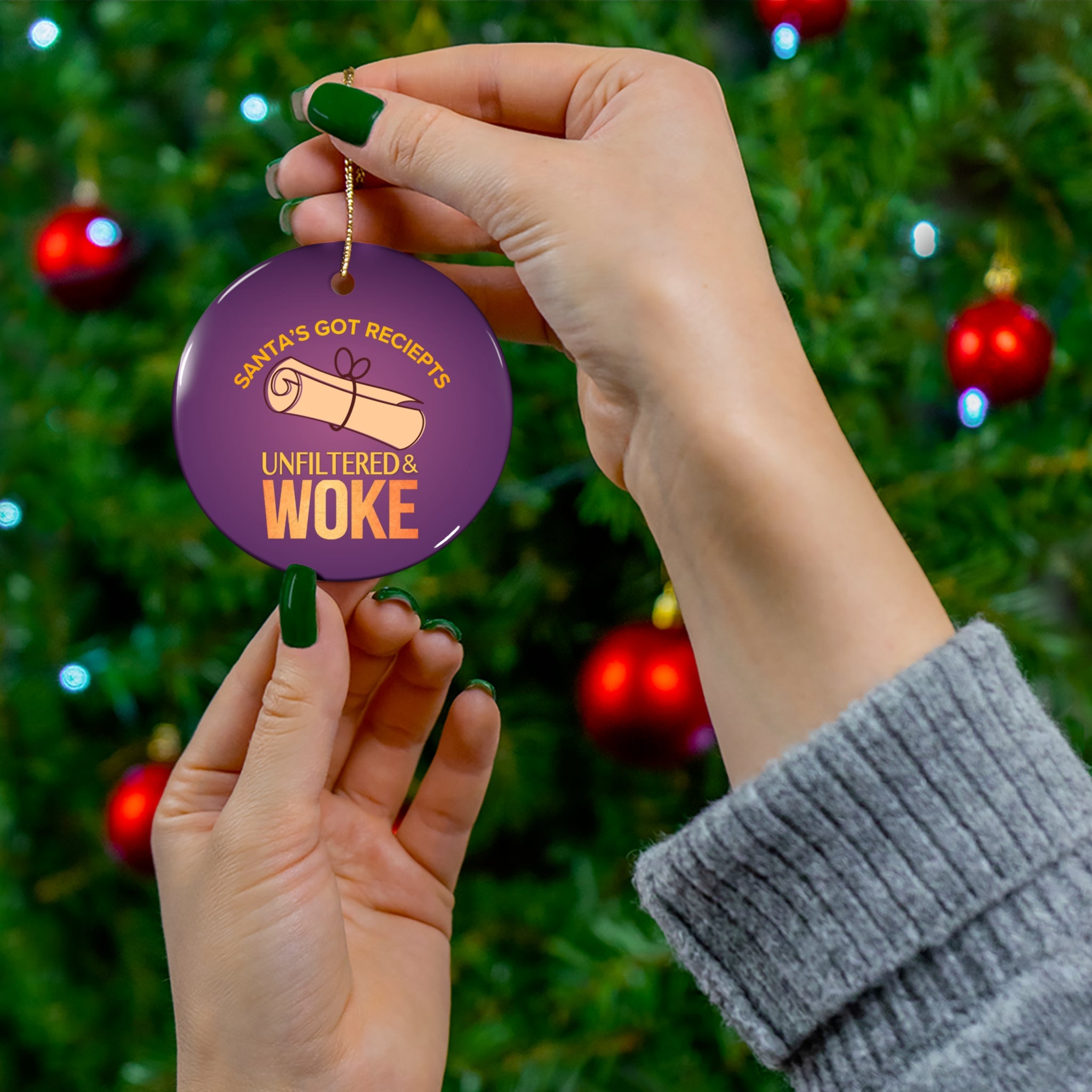 Unfiltered & WOKE- Ceramic Ornament