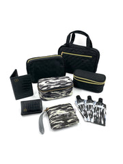 Travel Trio Plus: 3-Piece Accessory Set in Black + 5-Piece Travel Essentials Collection