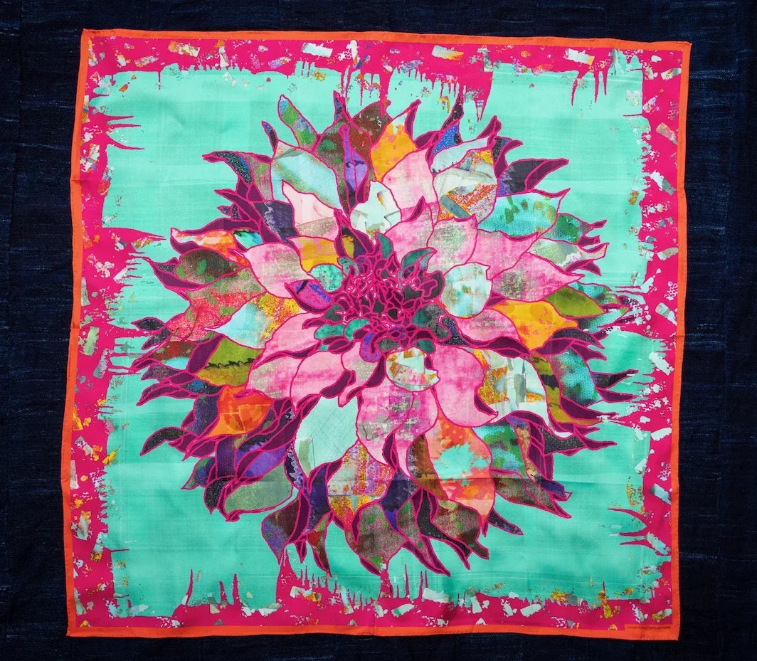 Big Dahlia Energy Silk Twill Scarf | Double-Sided 34 inch
