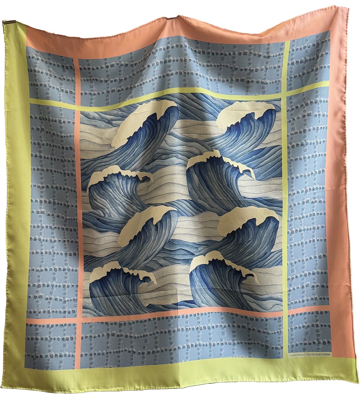 Blue Waves Silk Twill Scarf