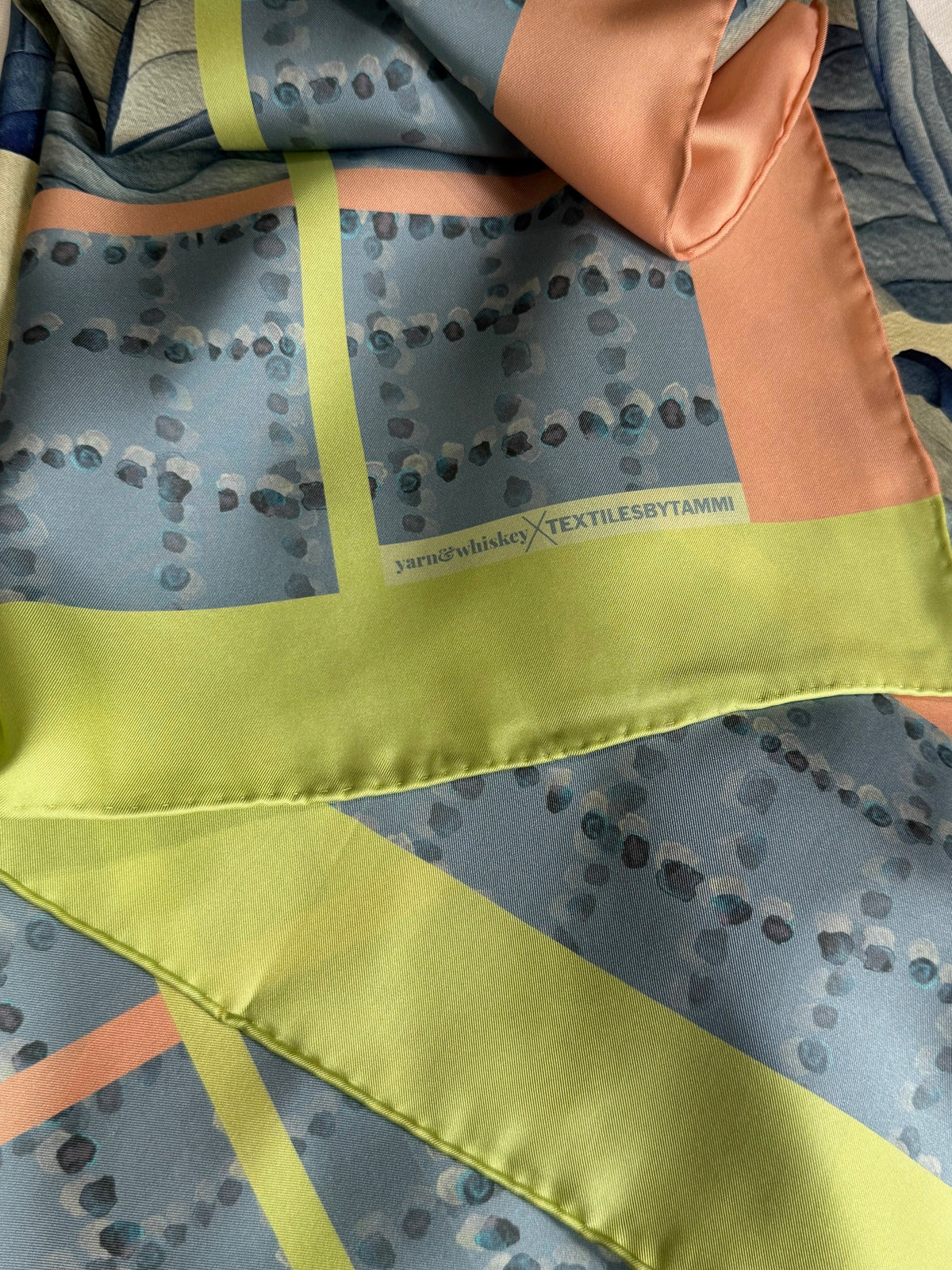 Blue Waves Silk Twill Scarf