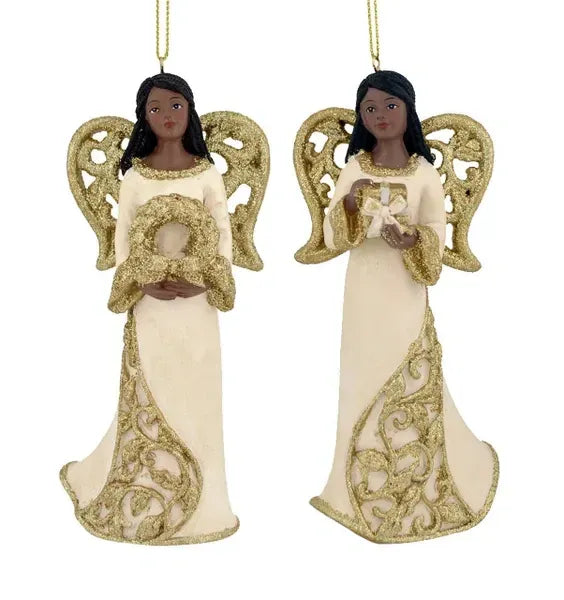 Ivory and Gold Angel Ornaments