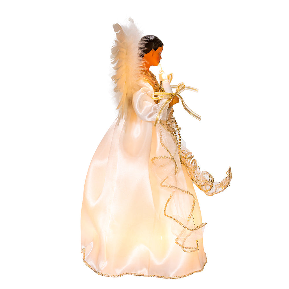 12" Ivory and Gold Lighted Angel